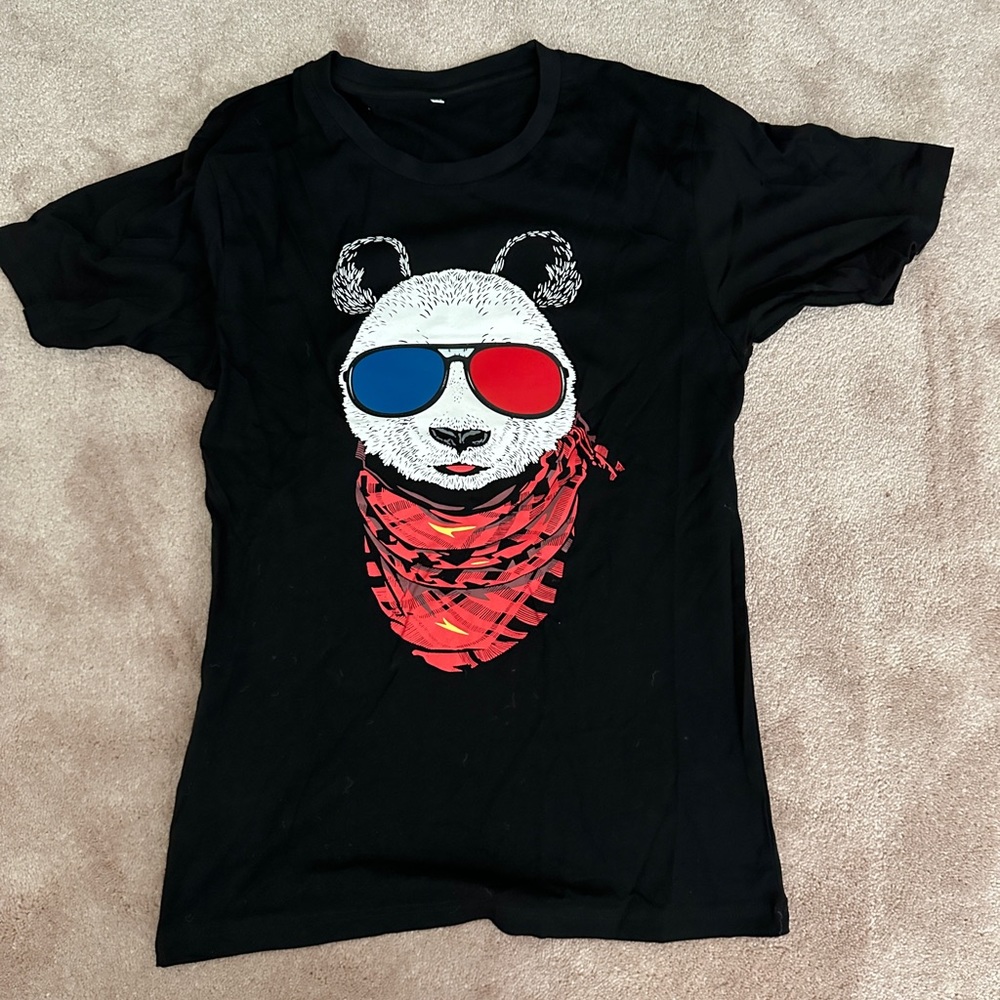 Black Sunglasses Panda Tshirt (Battery Powered)